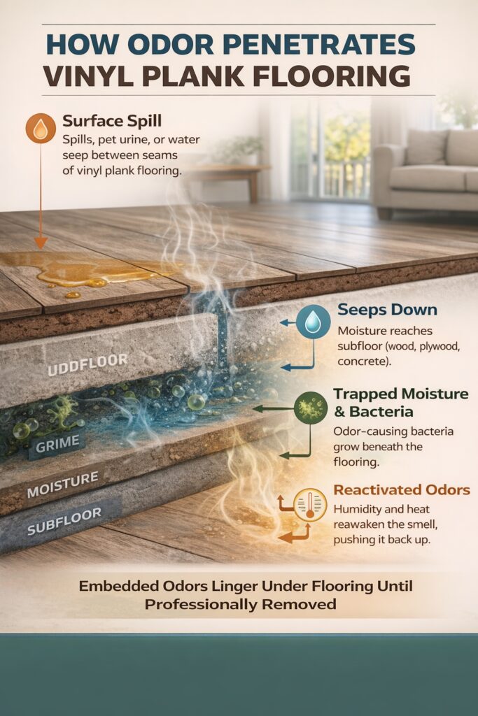 infograph of a floor showing levels of odor contamination.
