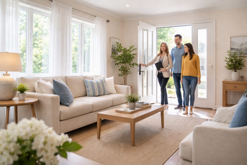 image of new homeowners checking out the new home