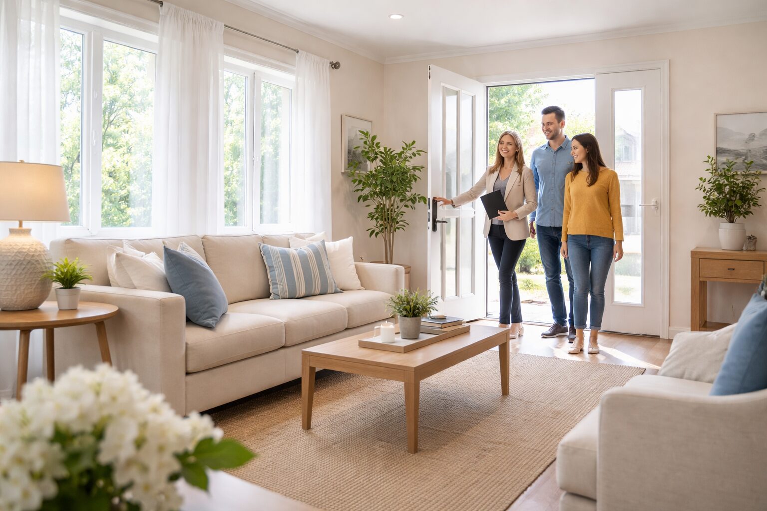 image of new homeowners checking out the new home